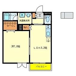 森のハイツ 1LDKの間取図画像