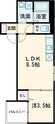 高石市加茂4丁目アパート 1LDKの間取図画像
