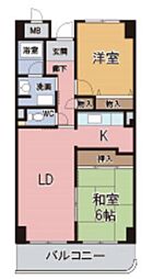ロサノS北豊中 2LDKの間取図画像