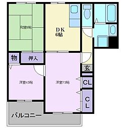 サファージュ高石A 3DKの間取図画像