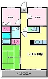 草愛マンションA棟 3LDKの間取図画像