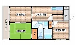 草愛マンションB棟 3DKの間取図画像