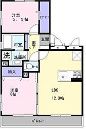 D-roomセピアコート鳳 2LDKの間取図画像