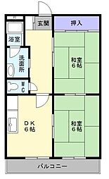 レジデンス時計台 2DKの間取図画像