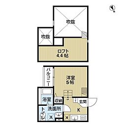 CasadelCanario諏訪ノ森 1Kの間取図画像