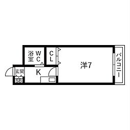 フルレゾン鳳 1Kの間取図画像