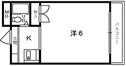 ユウパレス取石 1Kの間取図画像
