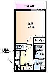 フジパレス堺鳳南 1Kの間取図画像