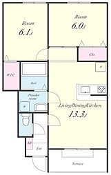 ガーデンホーム 1SLDKの間取図画像