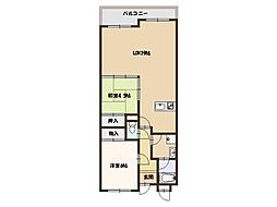 ラポール観音寺 2LDKの間取図画像