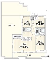 セザール第2細畑 3LDKの間取図画像
