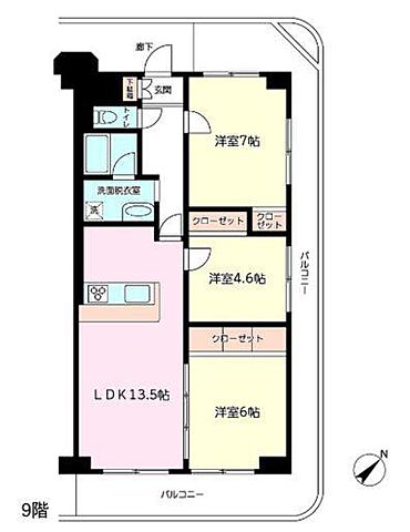 間取り サンピア鎌ヶ谷 9階/-