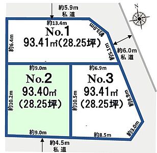 区画図:土地28.25坪の整形地 区画図:土地28.25坪の整形地