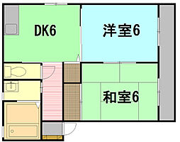 プレジャーB 2DKの間取図画像