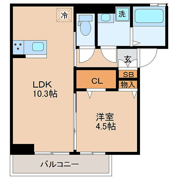 画像2:1LDK・37.81平米・南向き