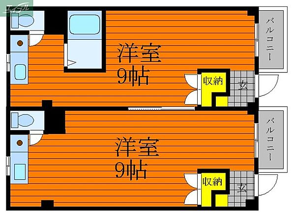 岡山県岡山市北区岡町(賃貸マンション2K・1階・43.80㎡)の写真 その2