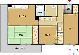シャトー東舞鶴 1階3DKの間取り