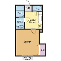 アグリーゼ 1Kの間取図画像