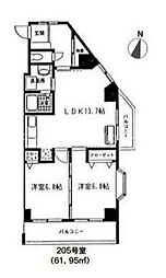 アバンサール湘南 2LDKの間取図画像