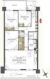 サンクタス湘南藤沢アネーロの丘 3LDKの間取図画像