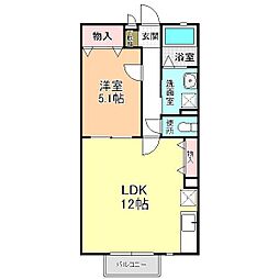 ピュアハイツ稲毛1号棟 1LDKの間取図画像