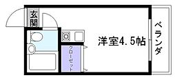 シャトル城町 2階ワンルームの間取り