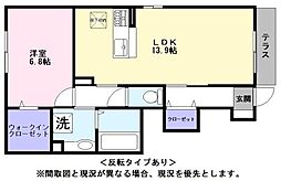Ｈａｒｍｏｎｙ　Ｍ 1階1LDKの間取り