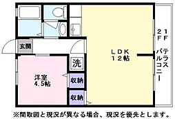 Ａｚａｌｅａ　Ｈｉｌｌｓ 1階1LDKの間取り
