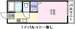 コーポリバノ 1Kの間取図画像
