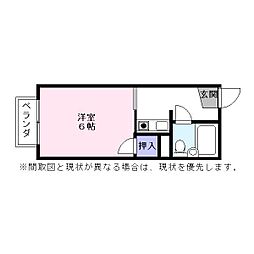 プレステージ後三条 1Kの間取図画像
