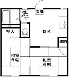 ハイツモンテA 2DKの間取図画像