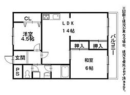 港屋第3ビルメゾンインペリアル 2LDKの間取図画像