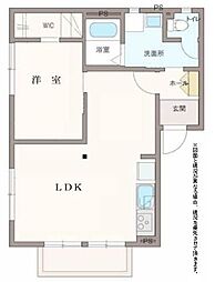 湖畔ハイツ 1LDKの間取図画像