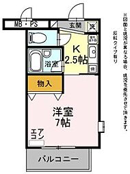 サンタウン竹鼻B棟 1Kの間取図画像