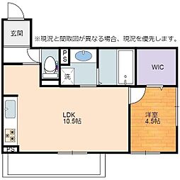 エスポワール 1LDKの間取図画像