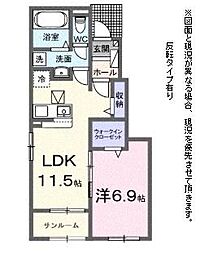 ヴァンヴェール彦根CS 1LDKの間取図画像