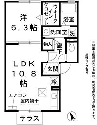 プレイスコート 1LDKの間取図画像