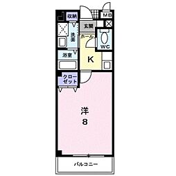 Mパレス 1Kの間取図画像