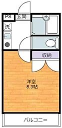 アバンス 1Kの間取図画像