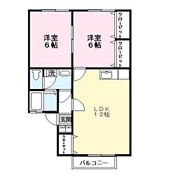 サンシャイン翼 2LDKの間取図画像