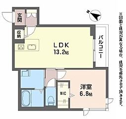 ラグジュール南彦根 1LDKの間取図画像