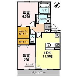ラヴィベル彦根 2LDKの間取図画像