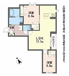 シャーメゾン マロニエ 2LDKの間取図画像