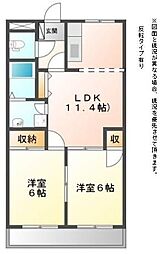 コーポ昴 2LDKの間取図画像