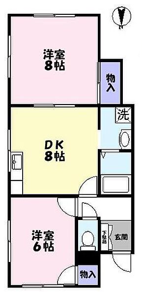 マチルド 2A｜鳥取県米子市愛宕町(賃貸アパート2LDK・2階・48.20㎡)の写真 その2