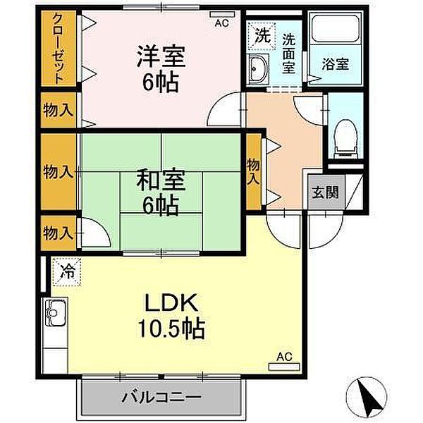 アーバンスクエア　B棟 103｜鳥取県米子市上福原７丁目(賃貸アパート2LDK・1階・55.20㎡)の写真 その2