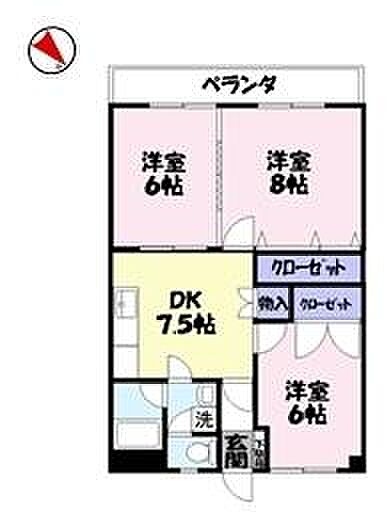 センチュリーハイツ 406｜鳥取県米子市東福原１丁目(賃貸マンション3DK・4階・60.00㎡)の写真 その2