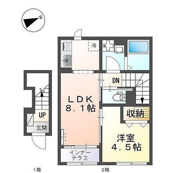 メゾン　ド　ホライゾン 201｜鳥取県米子市西福原９丁目(賃貸アパート1LDK・2階・38.31㎡)の写真 その2