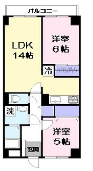 フロレアールコトブキ米子 501｜鳥取県米子市目久美町(賃貸マンション2LDK・5階・56.16㎡)の写真 その2
