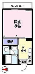 フロール2 1Kの間取図画像